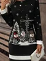 Christmas Regular Fit Knitted Vintage Sweater Dress With No
