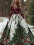 V Neck Christmas Loose Casual Dress With No