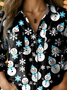 Casual Christmas Loose Shawl Collar Shirt