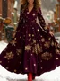 Loose Christmas Casual V Neck Dress With No