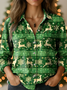 Loose Vintage Shawl Collar Christmas Shirt
