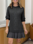 Women's Long Sleeve Autumn Pink Geometric Split Joint Crew Neck Daily Going Out Sexy Mini A-Line Sweater Dress