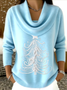 Christmas Cowl Neck Printing Casual Sweater