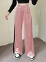 Women's  Elastic Waist H-Line Wide Leg Pants Daily Going Out Pants Pink Casual Split Joint Plain Spring/Fall Pants