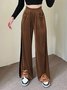Women's  Elastic Waist H-Line Wide Leg Pants Daily Going Out Pants Pink Casual Split Joint Plain Spring/Fall Pants