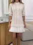 Women's Long Sleeve Autumn Pink Geometric Split Joint Crew Neck Daily Going Out Sexy Mini A-Line Sweater Dress