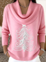 Christmas Cowl Neck Printing Casual Sweater