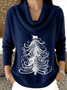 Christmas Cowl Neck Printing Casual Sweater