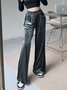 Women's  Elastic Waist H-Line Wide Leg Pants Daily Going Out Pants Pink Casual Split Joint Plain Spring/Fall Pants