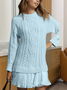 Women's Long Sleeve Autumn Pink Geometric Split Joint Crew Neck Daily Going Out Sexy Mini A-Line Sweater Dress