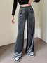 Women's  Elastic Waist H-Line Wide Leg Pants Daily Going Out Pants Pink Casual Split Joint Plain Spring/Fall Pants