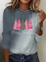 Women's Long Sleeve T-shirt Spring/Fall Gray Christmas Printing Jersey Crew Neck Daily Going Out Casual Top