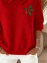 Women's Casual Christmas Print Lapel Classic Sweater