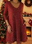 Holiday Comfortable Cashmere Long-Sleeved V-Neck Dress
