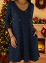 Holiday Comfortable Cashmere Long-Sleeved V-Neck Dress