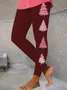 Casual Jersey Christmas Tree Printing Leggings