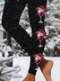 Printing Christmas Wine Glass Casual Tight Leggings