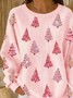 Printing Casual Christmas Tree Crew Neck Sweatshirt