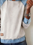 Denim Casual Multicolor Block Sweatshirt