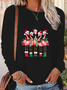 Women's Long Sleeve T-shirt Spring/Fall Black Christmas Printing Jersey Crew Neck Daily Going Out Casual Top