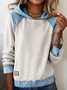 Denim Casual Multicolor Block Sweatshirt