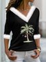 Women's Long Sleeve T-shirt Spring/Fall Color1 Geometric Printing V Neck Daily Going Out Casual Top