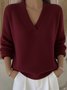 Casual Plain Split Joint Cotton Sweater