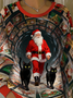Women's time-traveling Santa Claus and cat print ugly sweatshirt