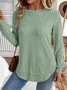 Plain Crew Neck Jersey Casual Knit Top