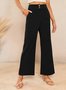 Women's  Elastic Waist H-Line Wide Leg Pants Daily Going Out Pants Apricot Casual Split Joint Plain Spring/Fall Pants