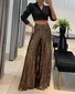 Elegant And Sophisticated Solid Color Sequined Wide-Leg Trousers