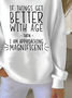 Letter Pattern Crew Neck Vintage Loose Sweatshirt