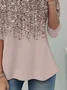 Women's Long Sleeve T-shirt Spring/Fall Pink Abstract Jersey Crew Neck Daily Going Out Casual Top