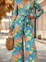 Loose Elegant V Neck Gradient Pattern Jumpsuit