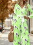 V Neck Elegant Coconut Tree Loose Jumpsuit