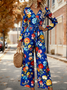 Loose Elegant V Neck Gradient Pattern Jumpsuit
