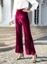 Women's  Elastic Waist H-Line Wide Leg Pants Daily Going Out Pants Wine Red Casual Split Joint Plain Spring/Fall Pants