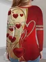 Women's Long Sleeve T-shirt Spring/Fall Red Heart/Cordate Printing Jersey V Neck Daily Going Out Casual Top