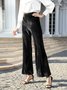 Women's  Elastic Waist H-Line Wide Leg Pants Daily Going Out Pants Wine Red Casual Split Joint Plain Spring/Fall Pants