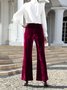 Women's  Elastic Waist H-Line Wide Leg Pants Daily Going Out Pants Wine Red Casual Split Joint Plain Spring/Fall Pants