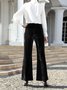 Women's  Elastic Waist H-Line Wide Leg Pants Daily Going Out Pants Wine Red Casual Split Joint Plain Spring/Fall Pants