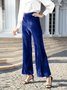Women's  Elastic Waist H-Line Wide Leg Pants Daily Going Out Pants Wine Red Casual Split Joint Plain Spring/Fall Pants