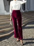 Women's  Elastic Waist H-Line Wide Leg Pants Daily Going Out Pants Wine Red Casual Split Joint Plain Spring/Fall Pants