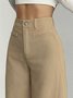 Women's  Elastic Waist H-Line Wide Leg Pants Daily Going Out Pants Deep Brown Casual Split Joint Plain Spring/Fall Pants