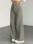 Women's  Elastic Waist H-Line Wide Leg Pants Daily Going Out Pants Deep Brown Casual Split Joint Plain Spring/Fall Pants