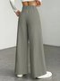 Women's  Elastic Waist H-Line Wide Leg Pants Daily Going Out Pants Deep Brown Casual Split Joint Plain Spring/Fall Pants