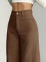Women's  Elastic Waist H-Line Wide Leg Pants Daily Going Out Pants Deep Brown Casual Split Joint Plain Spring/Fall Pants