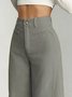 Women's  Elastic Waist H-Line Wide Leg Pants Daily Going Out Pants Deep Brown Casual Split Joint Plain Spring/Fall Pants