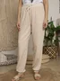 Solid Drawstring Casual Linen Pants Women Trousers