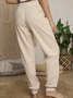 Solid Drawstring Casual Linen Pants Women Trousers